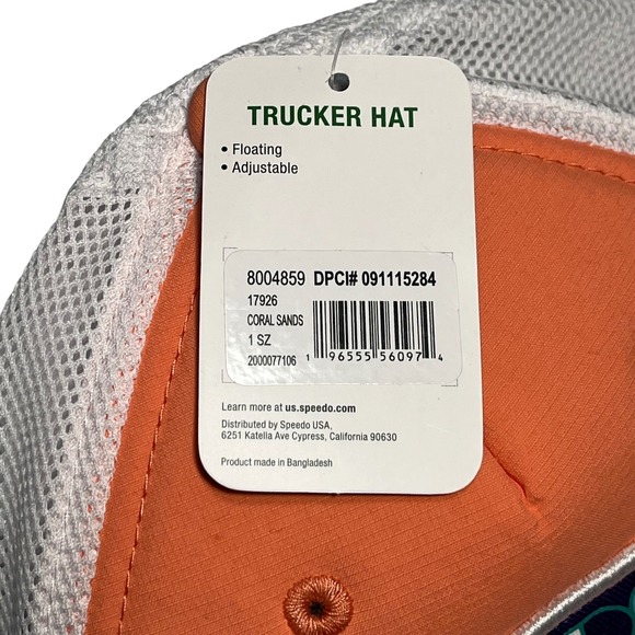 Speedo Kids Trucker Hat Orange Abstract Knit Lightweight Adjustable Snapback NEW - Picture 7 of 8